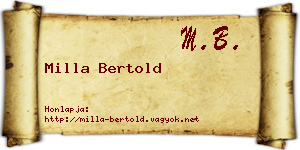 Milla Bertold névjegykártya